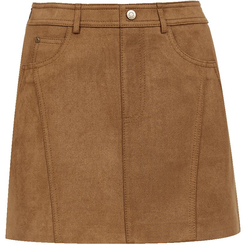 

ONLY 2025 Summer A-Line Deconstructed Suede-Look Mini Skirt L