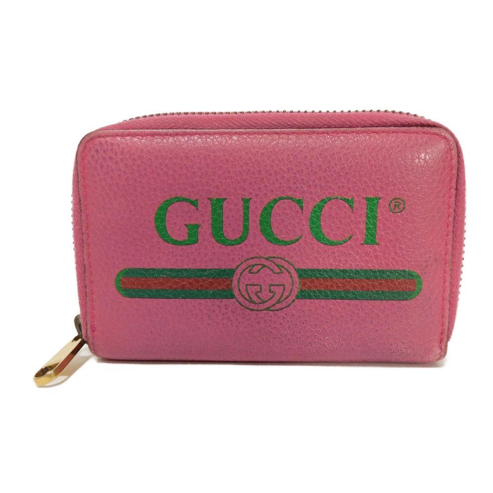 Used 9539 Compact Zip-Around Wallet 496319 0GCAT 8840 7943 Web Neon Vintage Logo Print Pink Unisex from Japan AUTHENTIC