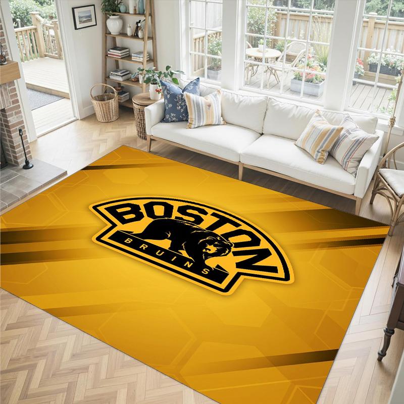 Design Boston Bruins Tappeto in Velluto di Cristallo Accogliente Non?Tappeto Stampato Antiscivolo per Camera da Letto Soggiorno Ingresso