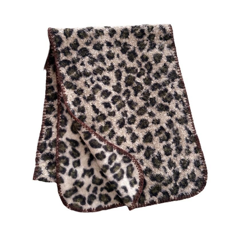 New retro leopard print curly hair warm shawl scarf imitation cashmere autumn and winter fashion versatile scarf men and women