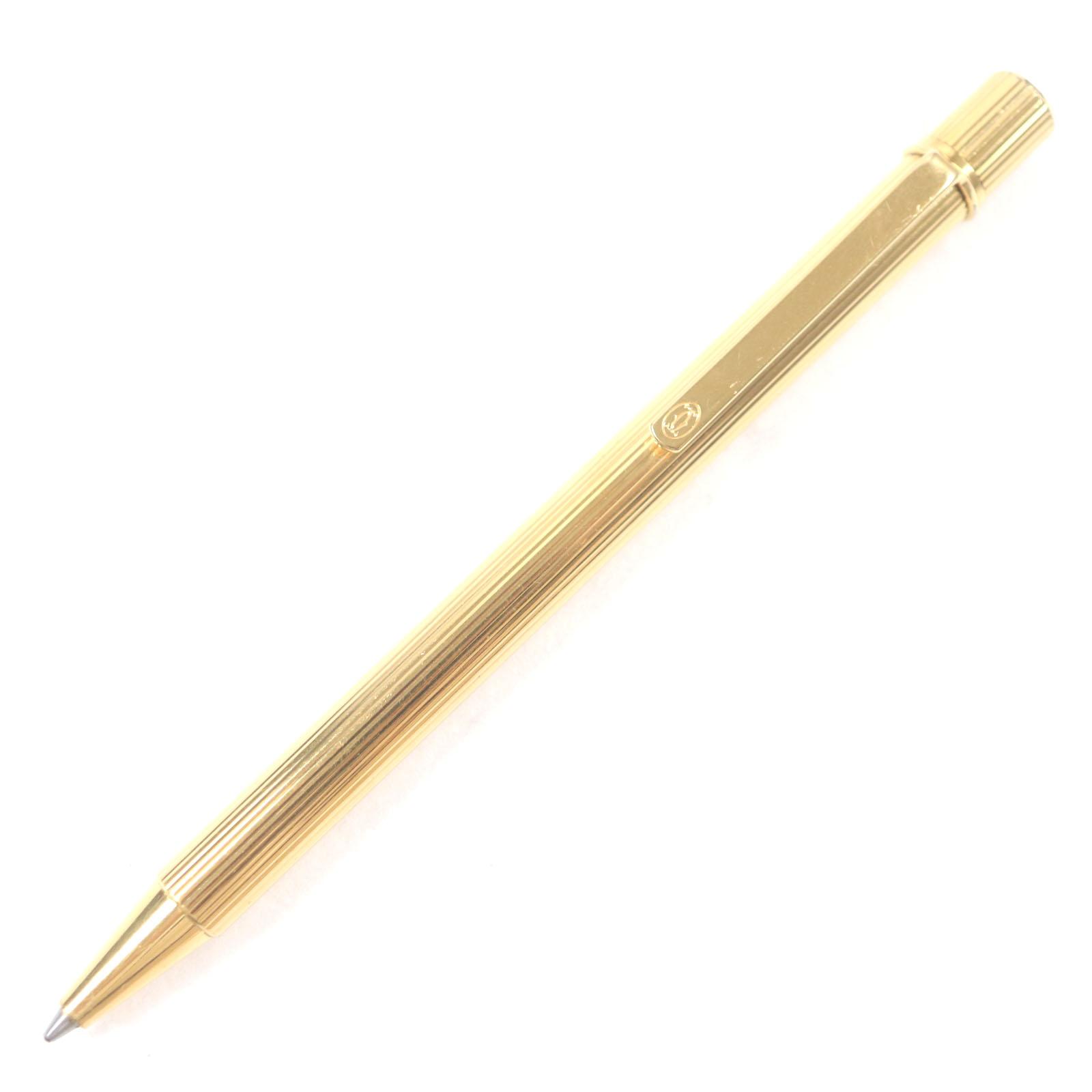 Very Good Cartier Ballpoint pen Must de Cartier Stripe Pattern Twist Type gold Used