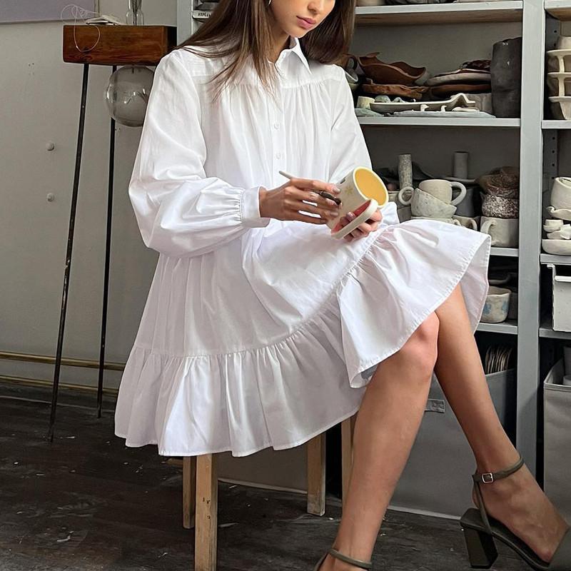 Весеннее платье-рубашка с длинными рукавами — фото 11