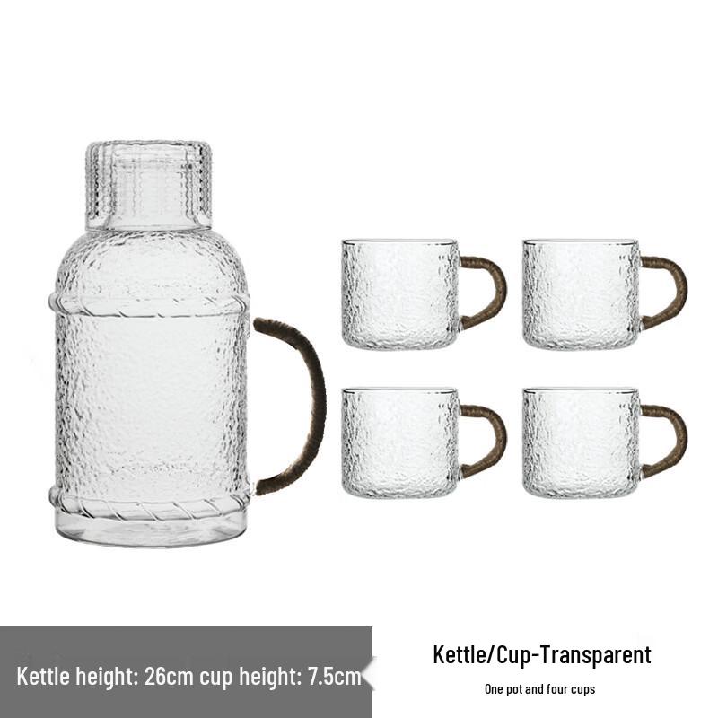 High-Borosilicate Glass Water Pitcher Set with Cups