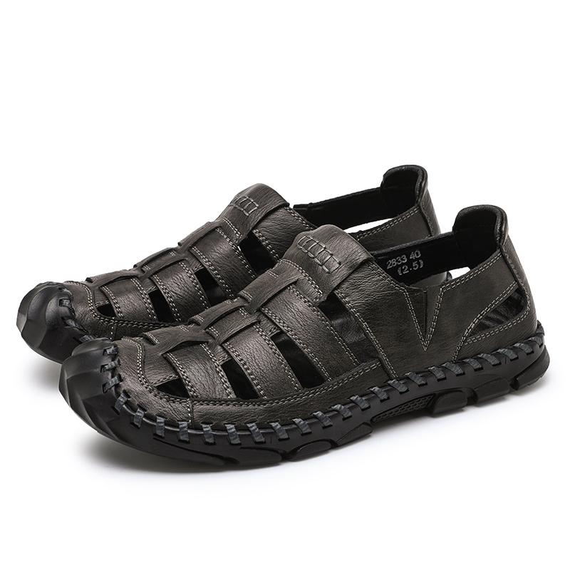 Men's Summer Thick Bottom Sandals 2025 New Casual Beach Sandals Men Shoes Leather Breathable Comfortable Soft Roman Men's Slippe