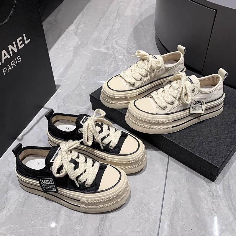 Super Fire Shoes Versatile Board Shoes Breathable Student Canvas Shoes Women's 2025 New Summer Thick-soled Heightening Casual Little White Shoes