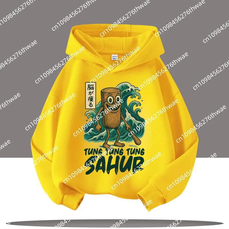 Tung Tungtung Sahur Ležérní Top s dlouhým rukávem Chlapecké oblečení Italský brainrot Dětská mikina Vtipná kreslená grafika Tenké mikiny