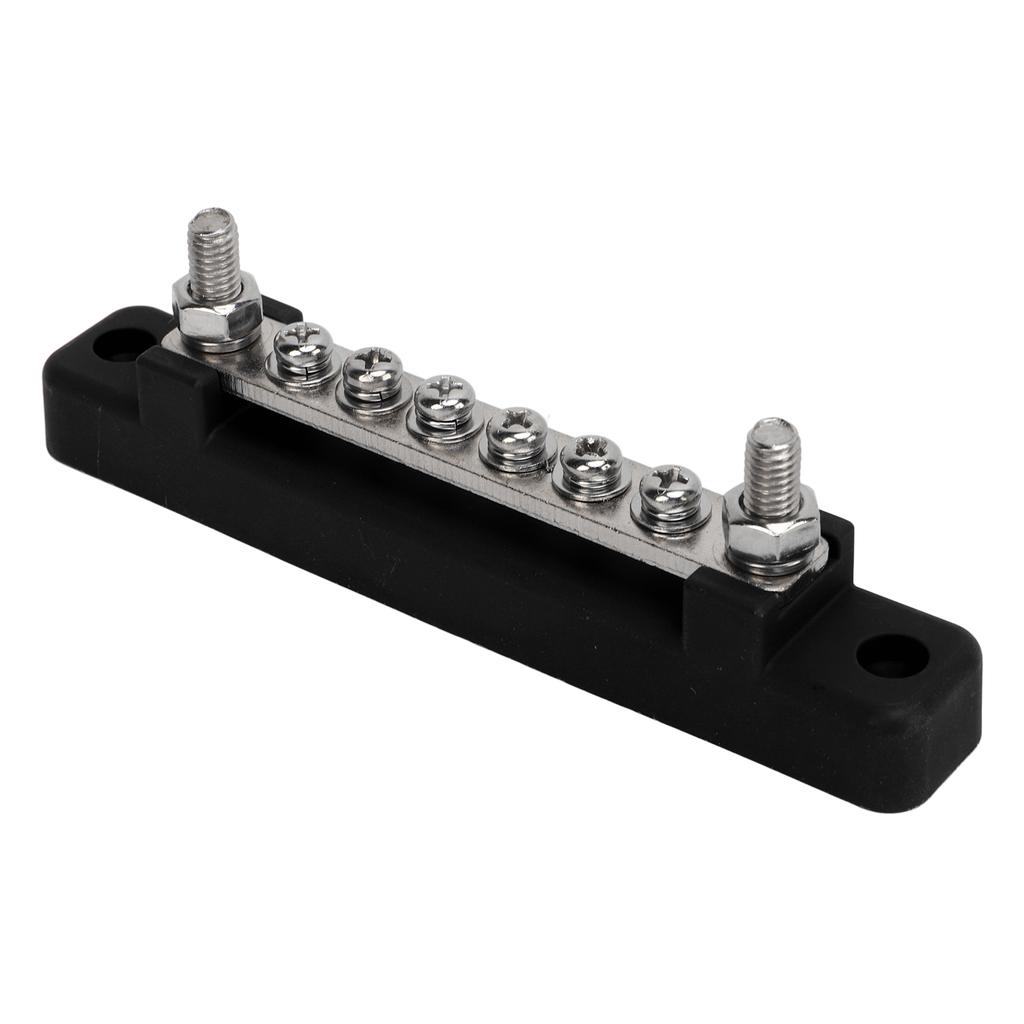 6 Terminal Bus Bar with Cover 48V 150A 2 Studs Power Distribution Block for Car Boat Marine Caravan RV Black