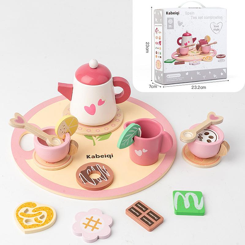 Wooden Tea Set For Little Girls Wooden Toys Toddler Tea Set Play Kitchen Accessories For Kids Pretend Play Food Tea Party Toys