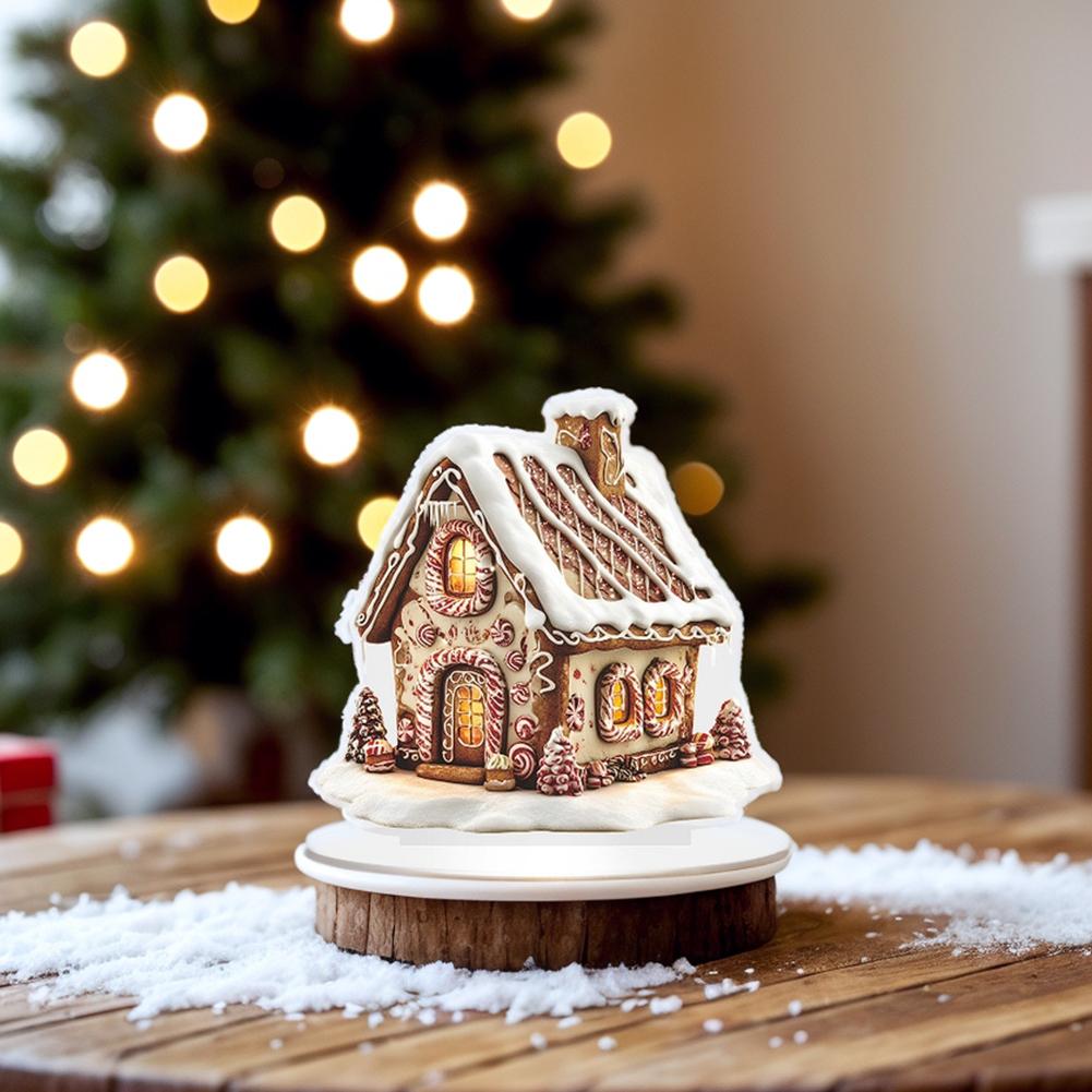 NEW 2D Christmas Snowhouse Acrylic Tabletop Decoration Family Village Miniature Statue Holiday House-Themed Christmas Gifts