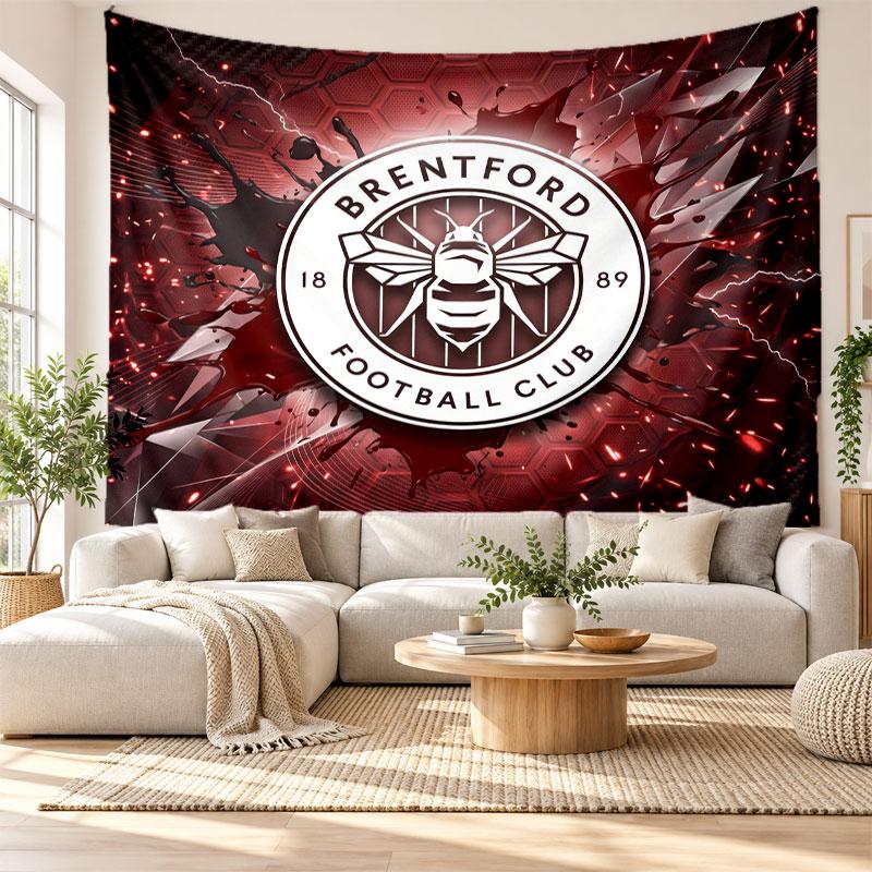 Arazzo da Parete Calcio Brentford, Appeso a Parete in Tessuto Morbido, Sfondo Decorativo per Camera da Letto Arte Murale per la Casa