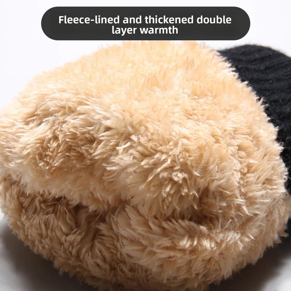 Bestselling Knitted Gloves Winter Plush Thickened Double Layer Warm Simple Fashion Gloves Riding Bag Finger Gloves