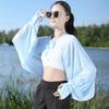 Long Sleeve Sunscreen Shawl Solid Color Thin Crop Top New Long Sleeve Crop Top  Outdoor Activities