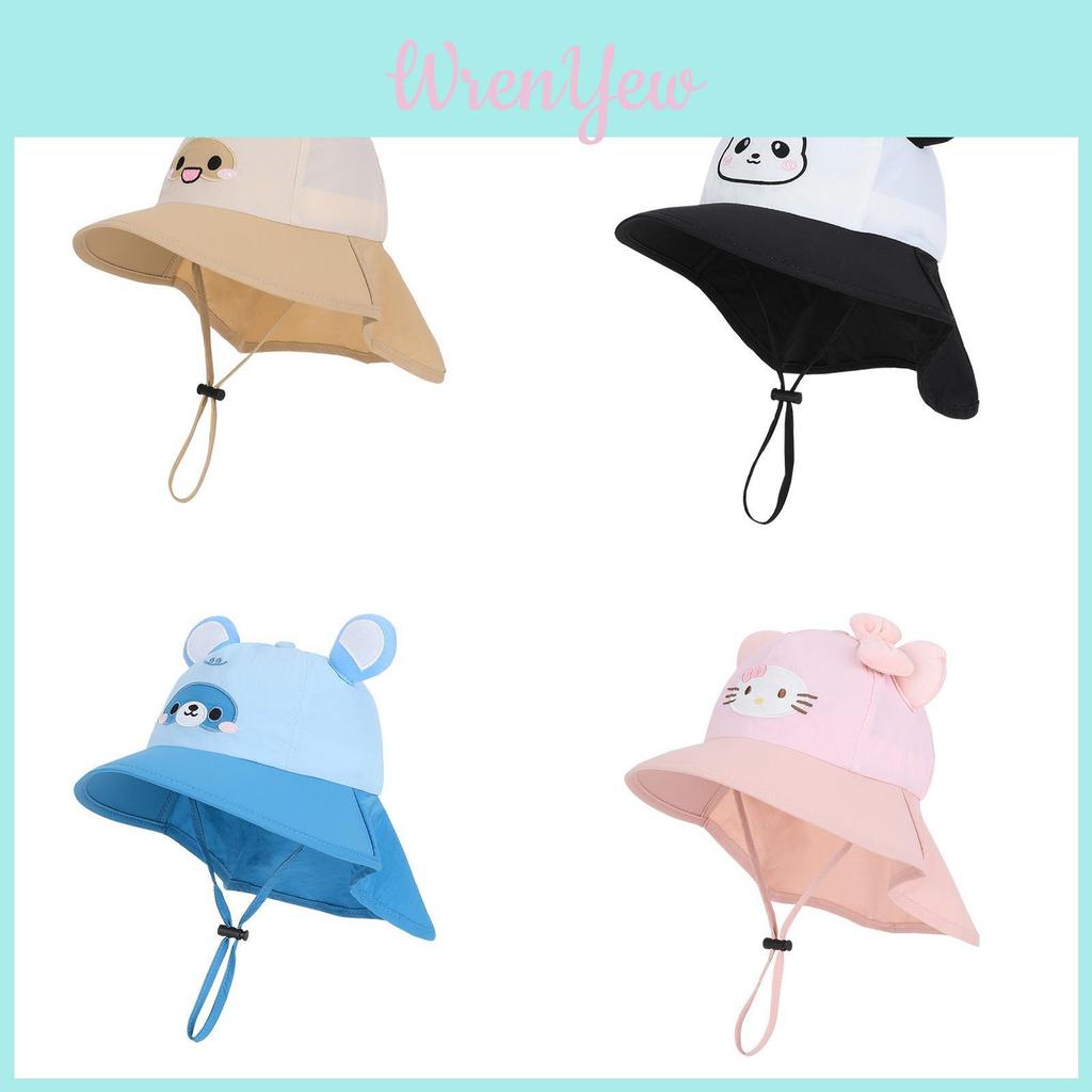 Kids Cartoon Sun Hat With Wide Brim For Summer Outdoor Protection