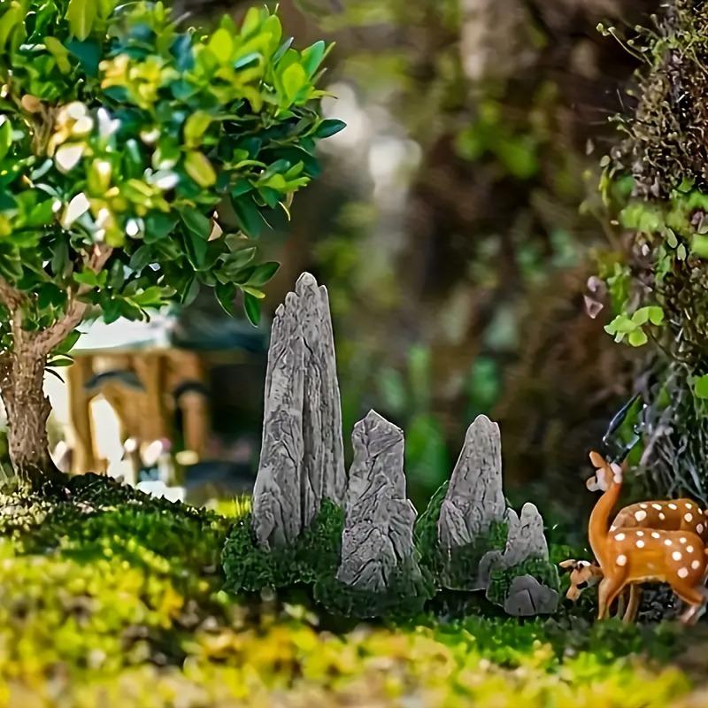 28pcs Mini Artificial Mountain Decoration for Zen Garden Resin Bonsai Accessories Small Sculptures for Decorative Pots Fish Tank