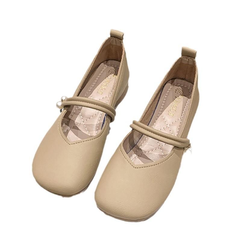 Flat Single Shoes Women's 2025 New Summer Shoes Grandma Shoes with Skirts Soft Soles Pearl Pregnant Women Mary Jane Shoes