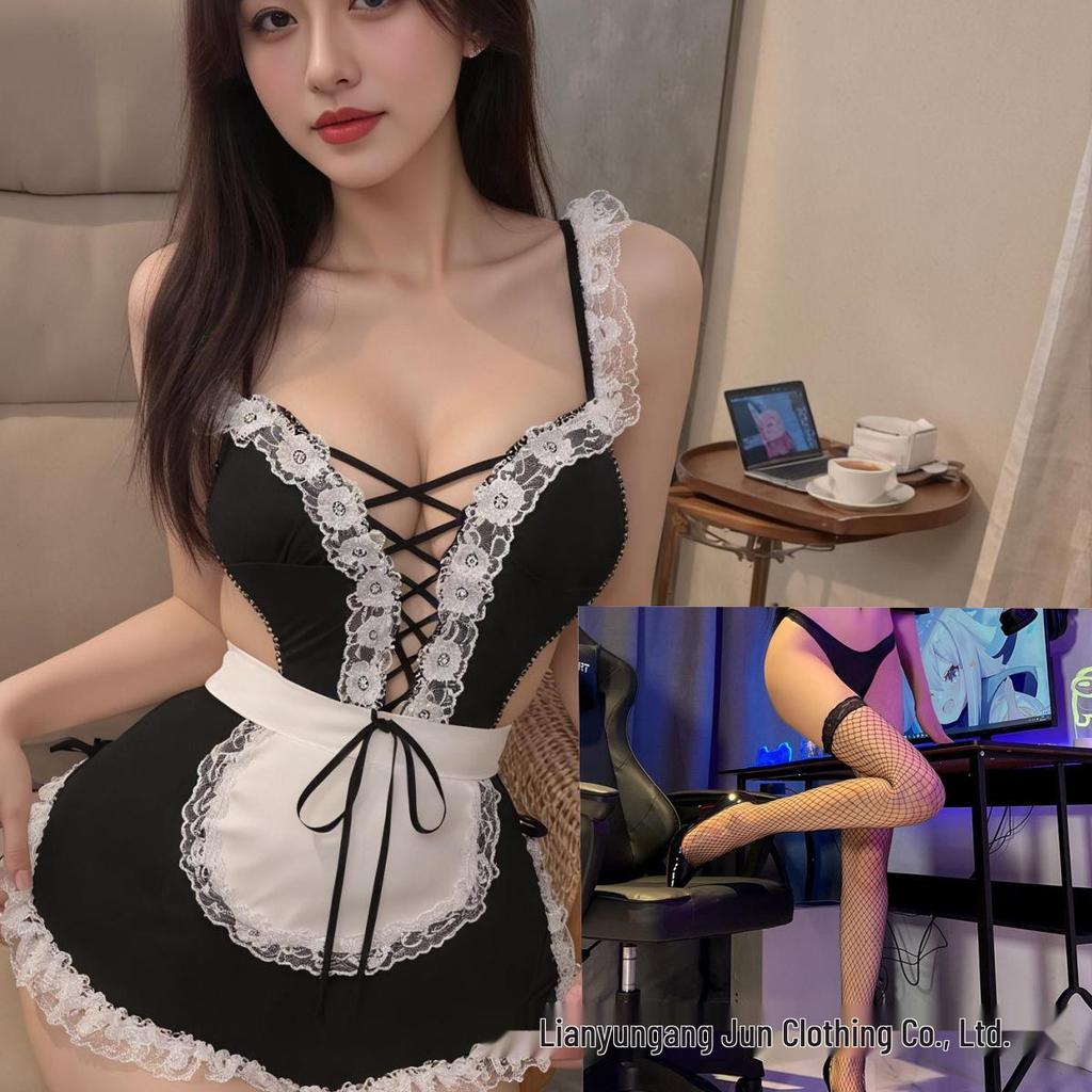 Seductive Japanese-Style Sheer Maid Lingerie with Quick-Release Robe