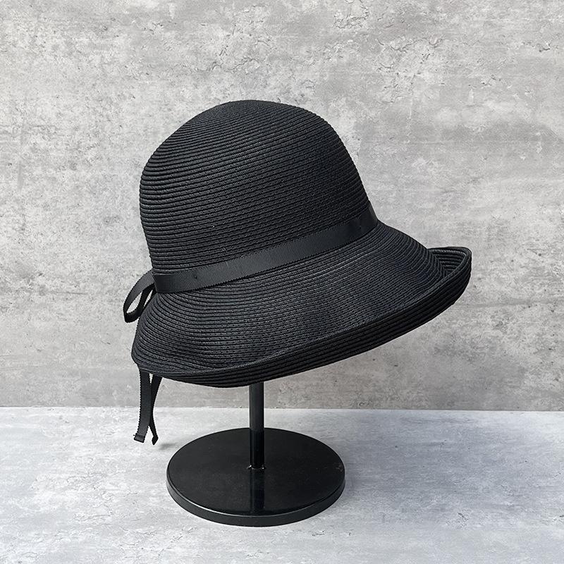 Summer Vacation Travel Small Fresh Bucket Hat Female Sunshade Sun Protection Versatile Straw Woven Basin Hat Foldable Straw Hat