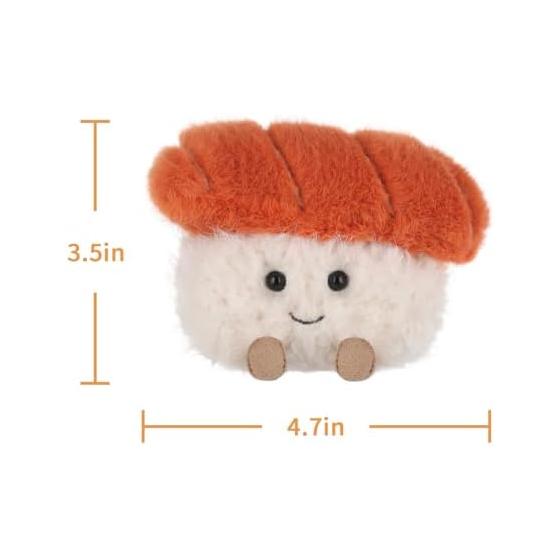 Apricot Lamb Salmon Sushi Plush Toy - Soft, Cute, Fluffy Salmon Sushi, 8cm
