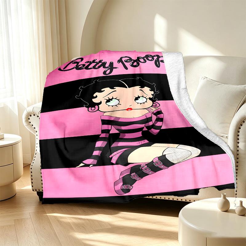 Betty Boop Pattern Blanket for Home Decoration, Bed, Sofa, Car Travel, Camping, Suitable for All Seasons, Birthday Christmas Gift