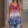 V-Neck Tank Top Women Print Tank Tee Casual Loose Fit Sleeveless Shirt