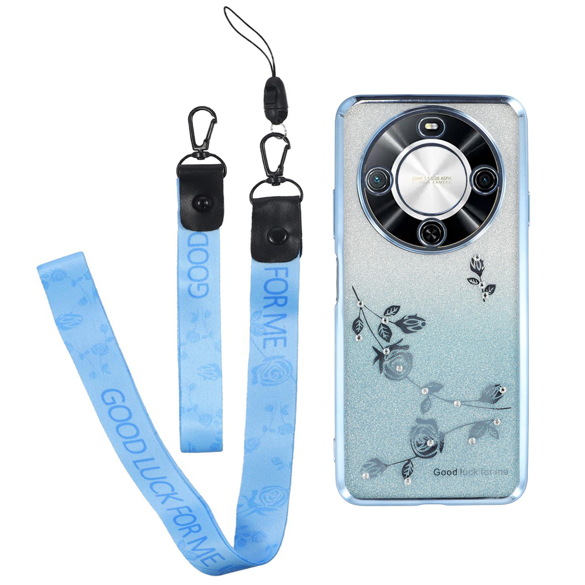 

KADEM Чехол для Wiko Hi Enjoy 70 Plus 5G с цветочным узором, градиентная TPU накладка для телефона со шнурками Blue