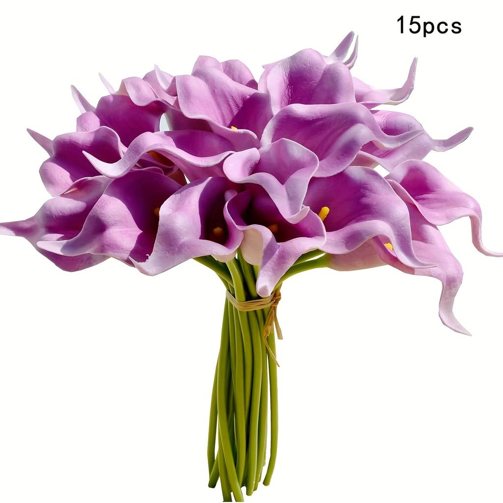 15-Pack Colorful Artificial Cara Lilies - Perfect for Mother's Day, Easter, Home & Wedding Decorations