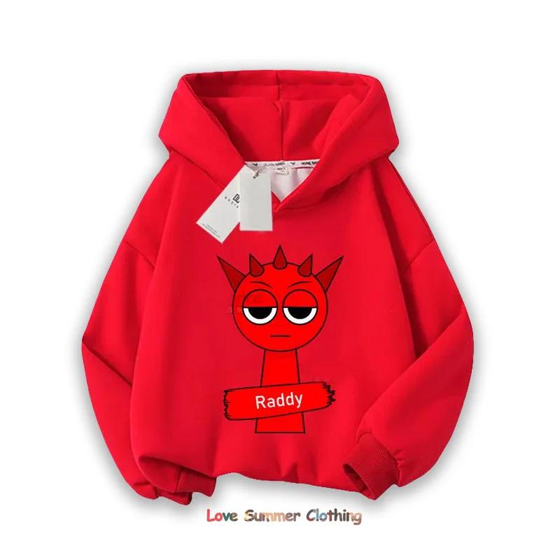 Sprunki Thick Hoodie for Children Anime Cartoon Fashion Sweatshirt Clothes