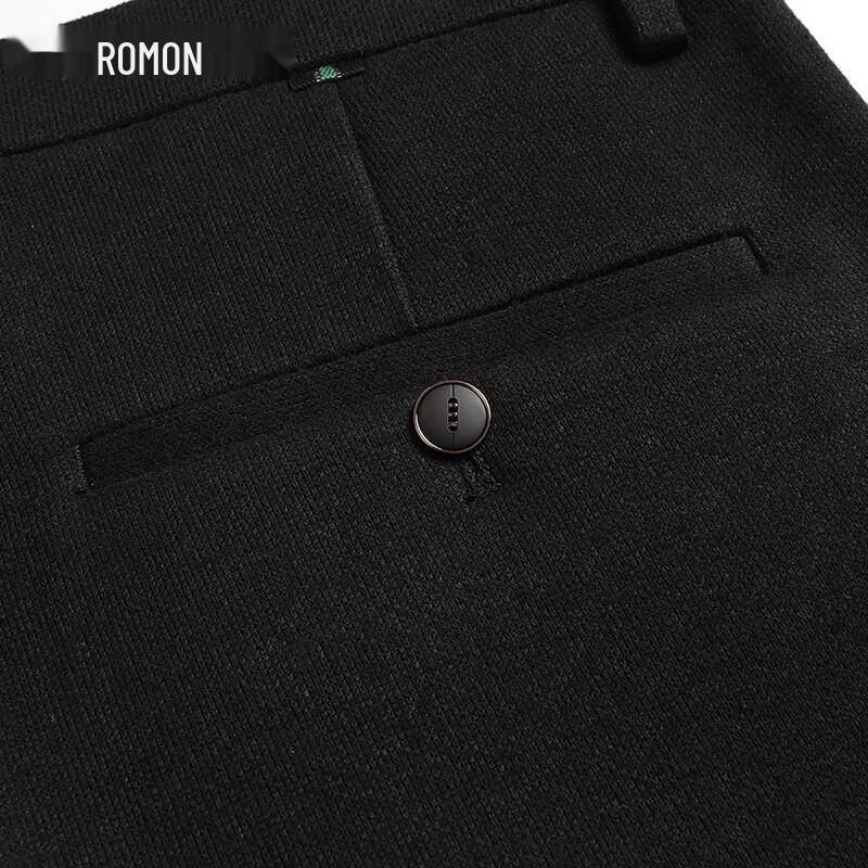 Romon Men's Thickened Wool Blend Business Casual Trousers