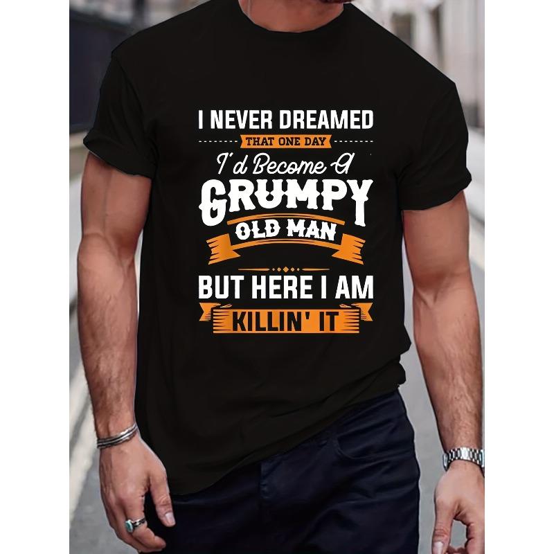 

European sizes Men s Letter Print T-shirt, Round Neck Tee Casual Clothing, Spring And Summer 4XL чорний