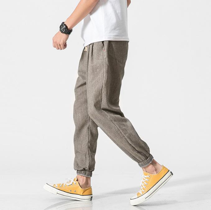 Summer Men's Cotton Linen Casual Harem Pants Men Joggers Man Trousers Male Chinese Style Baggy Pants