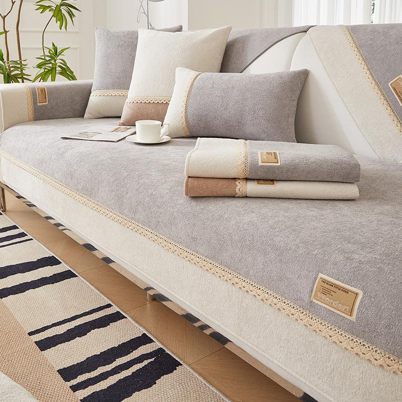 Winter Plush Sofa Cushion Simple Modern Non-slip Cushion Living Room Combination Sofa Cover Full Cover Cloth
