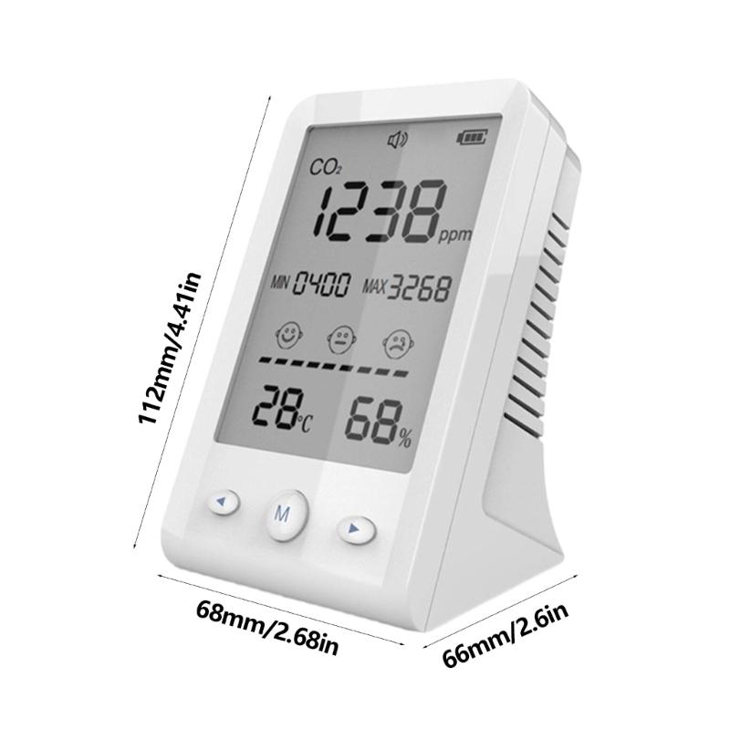Easy Carry CO2 Temperature Moisture Monitor with LCD Display Small Air Quality Meter for Indoor Air Quality Measurement