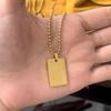 English Letter Square Pendant Stainless Steel Necklace - Vacuum Color Retention YS21