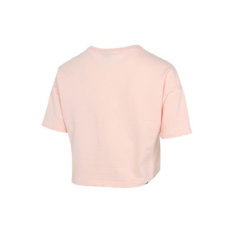 Puma T-shirt d'entraînement de course à pied couleur unie col rond manches courtes pour femmes Tops Rose 845965-27