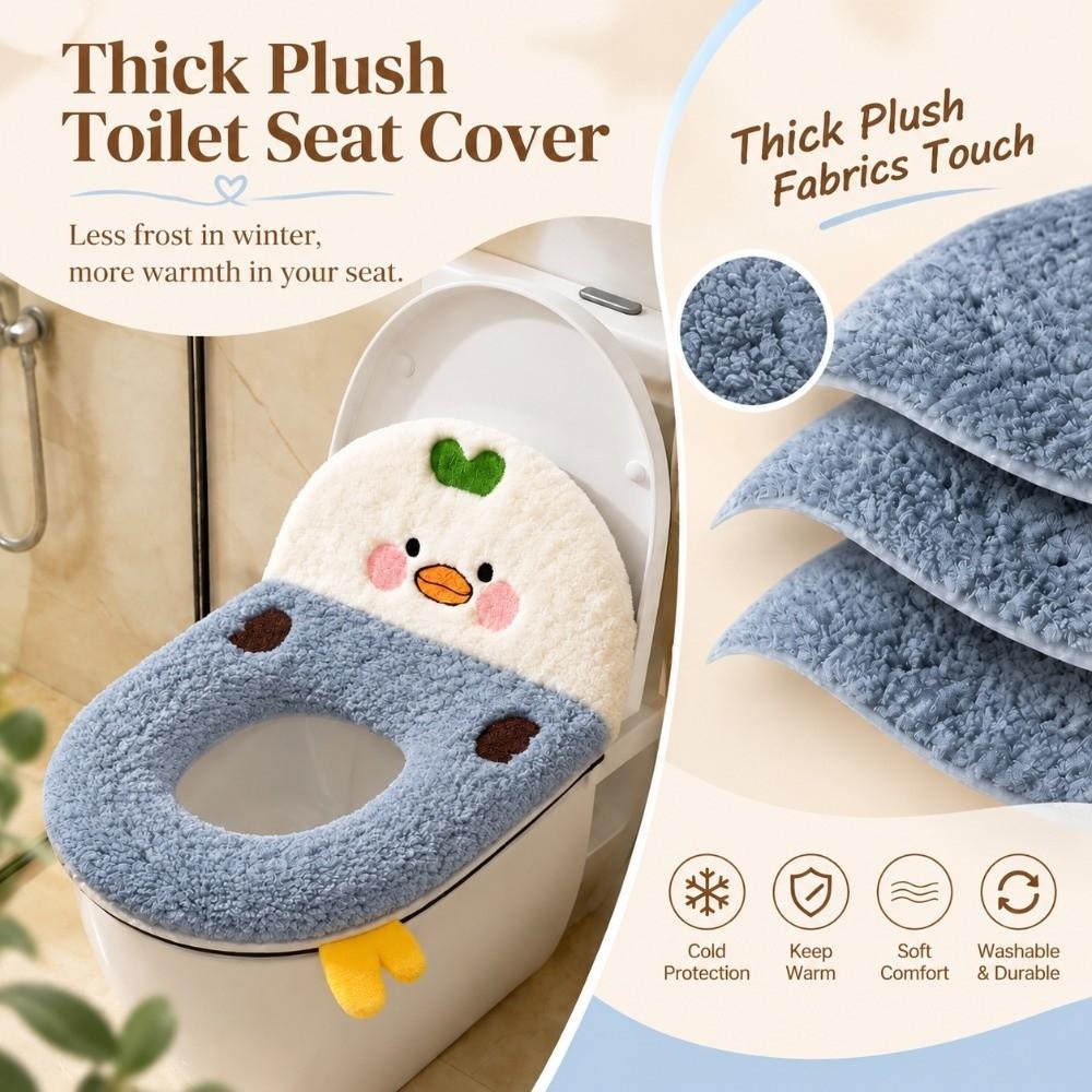 Thickened Toilet Seat Cover Universal Bathroom Toilet Pad Cozy Warm Toilet Cushion Home Bathroom