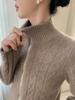 Women's High-End Cashmere Stand Collar Jacquard Zipper Cardigan Sweater - Autumn/Winter Loose Style.