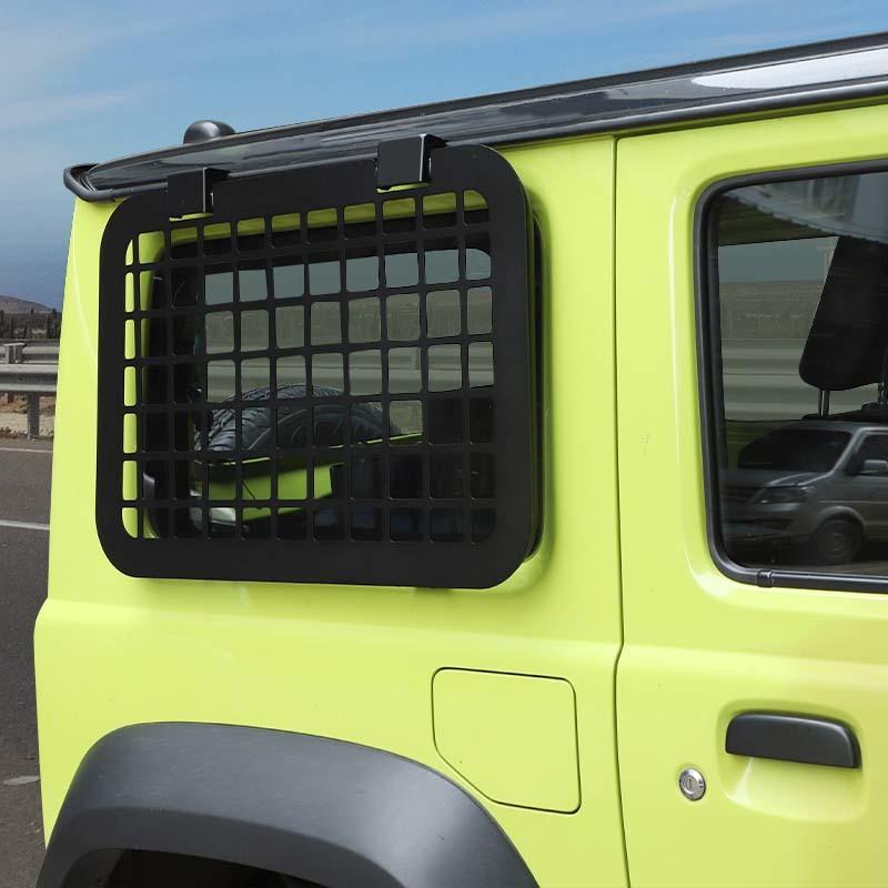 Car Rear Window Glass Armor Fences Vent Protective Frames Shelf  For Suzuki Jimny 2019 Up Car Accessorise ( Aluminum Alloy )