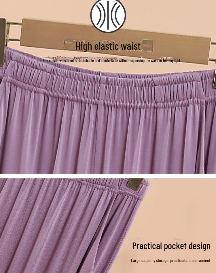 Damen Modal Locker Fallende Pyjamahose - Große Größe, Dünne Eisseide, Lässige Frühling/Sommer Hose