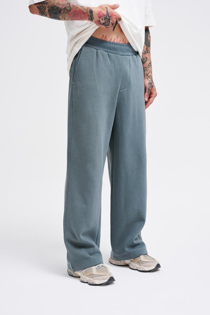 Męskie Spodnie Dresowe Baggy Oversize - Niebieski Dym