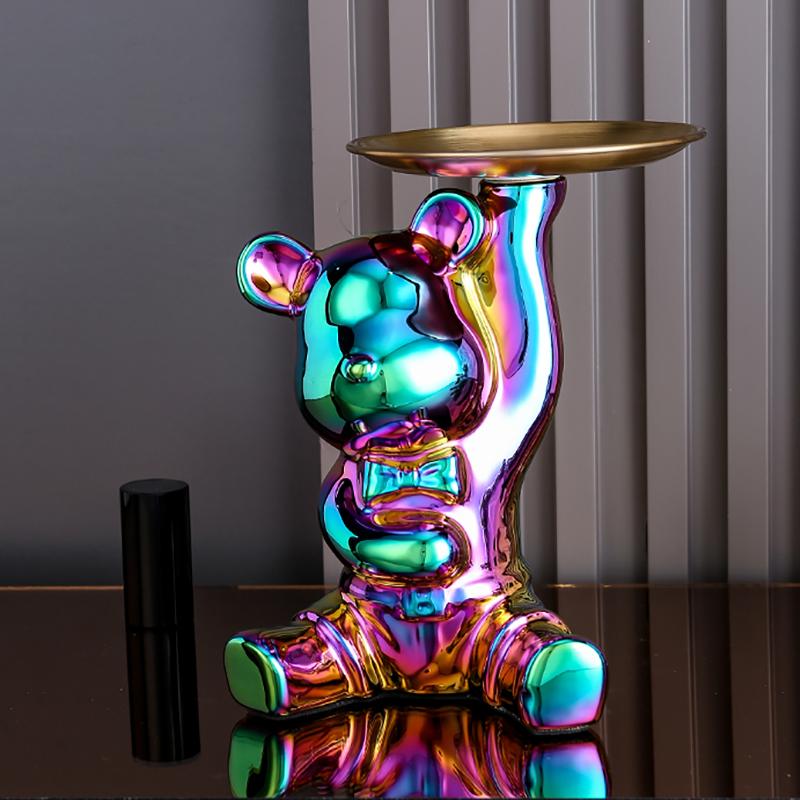 Ceramic Colorful Plating Bear Storage Box Home Living New Room Desktop Storage Tray Decorative Statue Money Box Ornaments