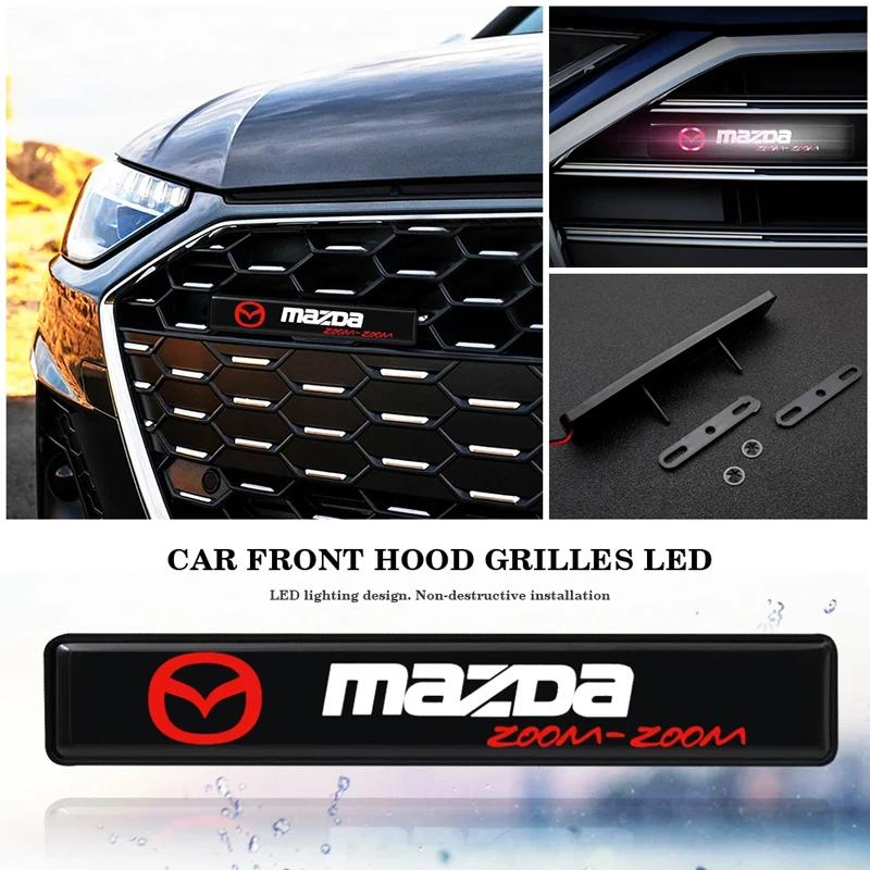 Car Decorative Lights LED Front Hood Grille Emblem Badge Decoration For Mazda 2 3 4 5 6 7 323 CX3 CX5 CX7 CX9 RX8 MX3 MX5 Atenza h7