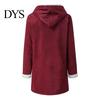 Autumn Coat Lady Winter with Hood And Pockets Thickened Fleece-lined Faux Suede Outerwear Mid Length Thermal Jacket Long Sleeve Outdoor Casual