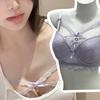 Women Lavender Lace Bra With Multiple Bows And Cross Straps