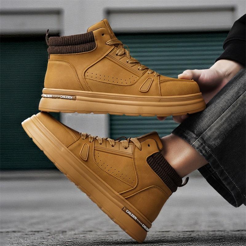 Men's Casual Shoes Four Seasons New High-top Breathable Soft Sole Non-slip Outdoor Walking Shoes Youth Joker Sports Board Shoes