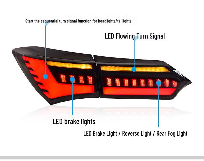 Toyota Corolla 2014-2018 LED Tail Lights with Dynamic Daytime Running Light & Flowing Turn Signal