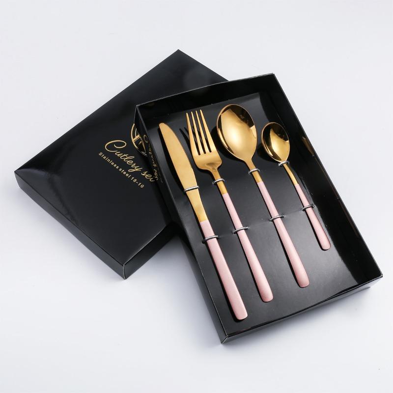 HANYANG 410 Stainless Steel Tableware Family Hotel Supplies Steak Knife, Fork and Spoon Set Western-style Tableware