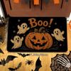 Halloween Gathering Shadows Doormat Skeleton Hand Pumpkin Wood Grain Print Floor Mat Vintage Holiday Entrance Decor Rug