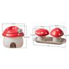 Ceramic Red Mushroom Seasoning Jar Set Kitchen Ceramic Salt Sugar Jar Soy Sauce Vinegar Bottle Home Ceramic Spice Box with Spoon