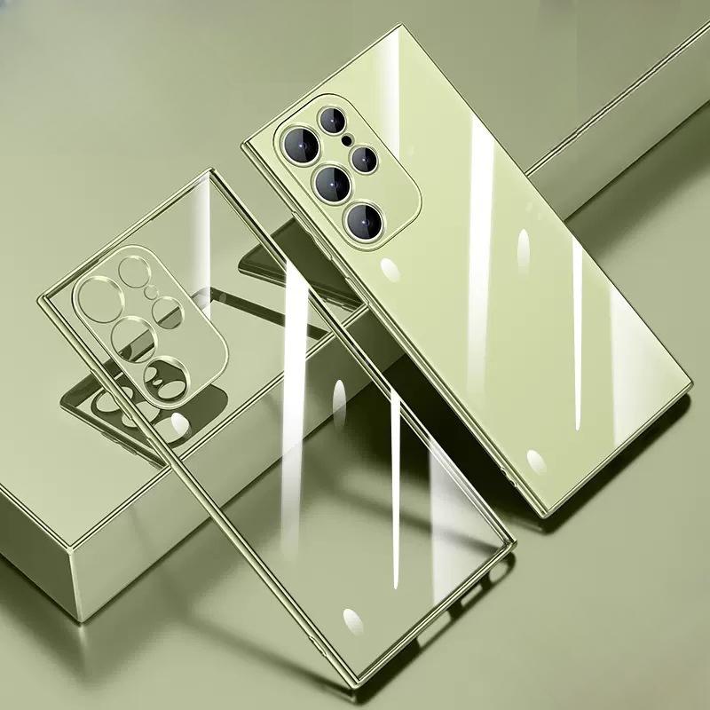Straight-edge Fine-hole Electroplated GalaxyS23 Full Package Transparent Tpu Soft Case Suitable for Samsung S24Ultra Phone Case