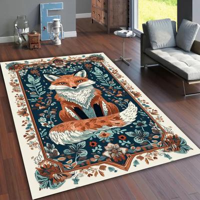 African Tiger Rug Floral Vintage Carpet Fox Rugs Housewarming Luxury Gift Doormat for Bedroom Aesthetics Christmas Home Decor